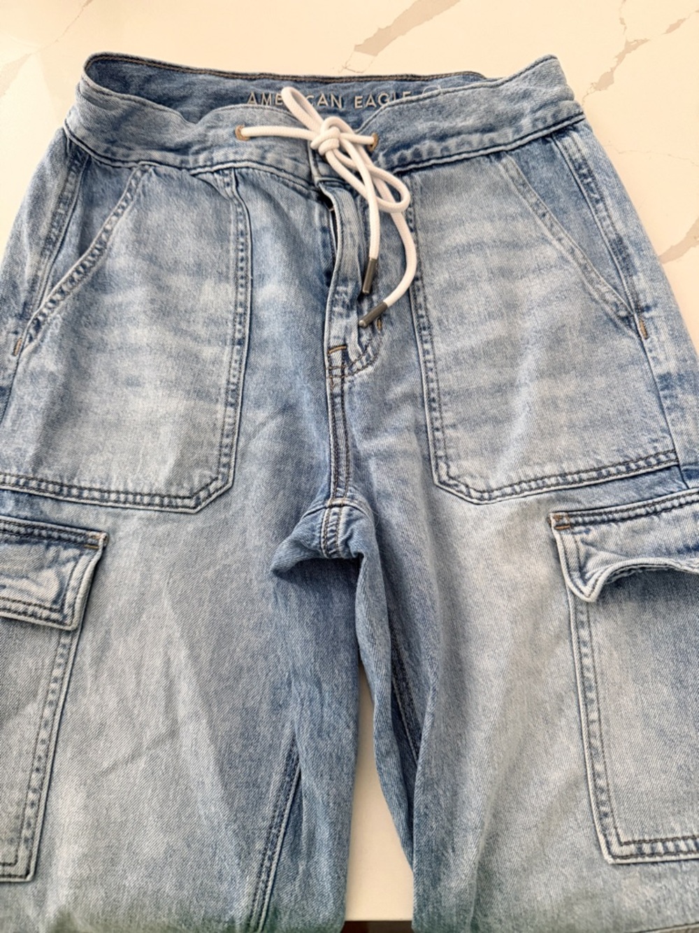 American Eagle Outfitters Light Blue Denim Cargo Jogger Jeans